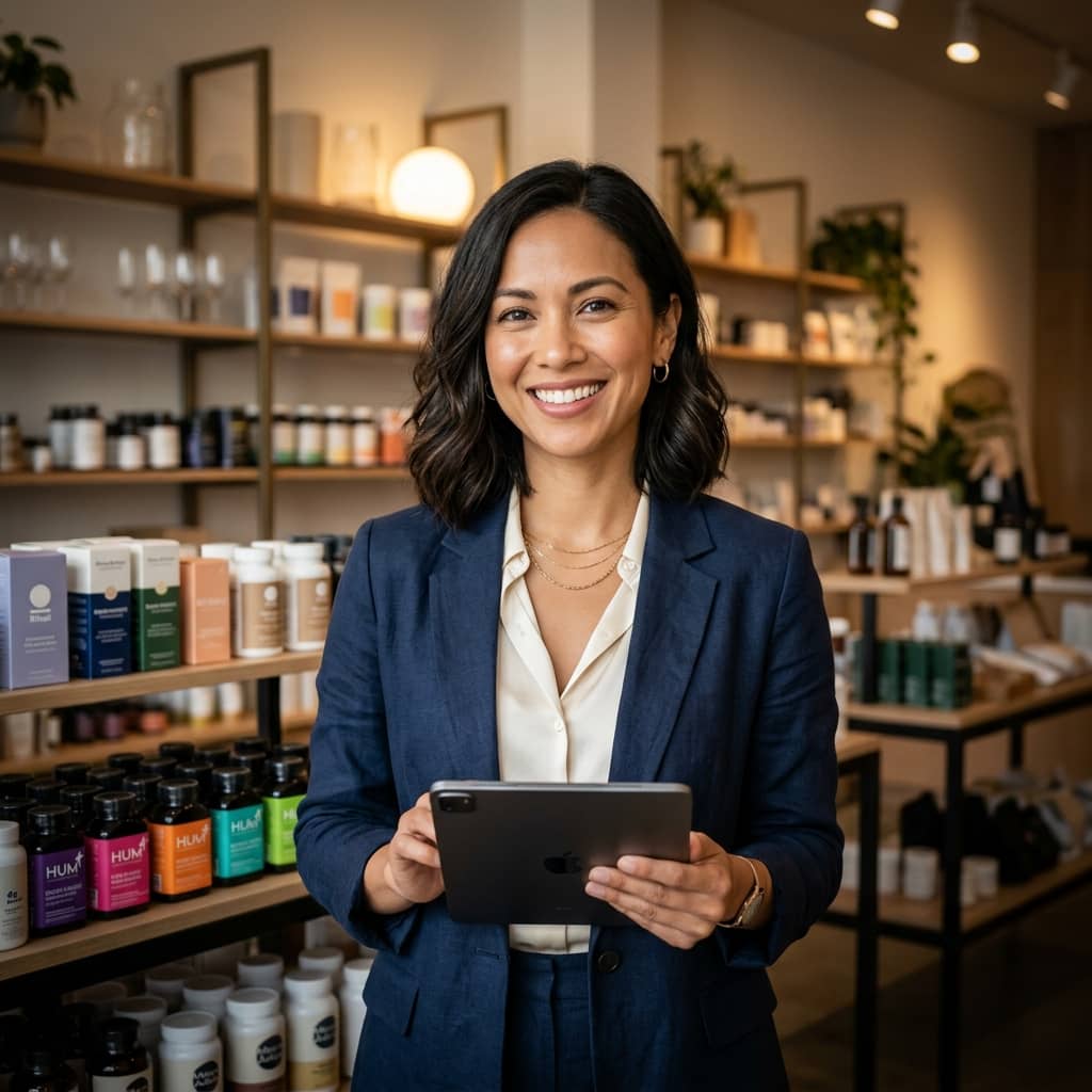 Woman in Supplement Store